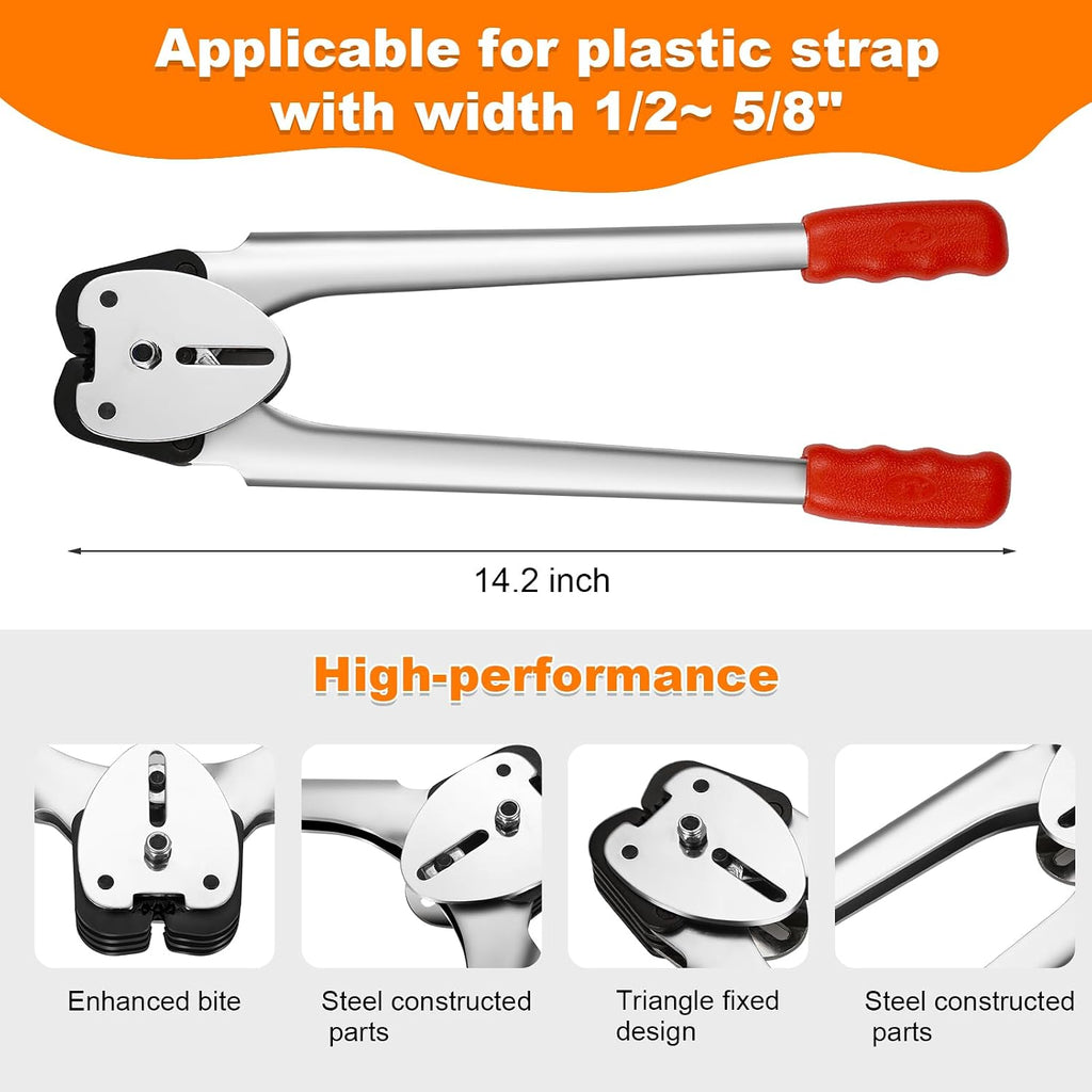UpJiaFlarish PP Banding Strapping Kit - Pallet Strapping Kit Set with Tensioner, Crimper & Sealer, 5/8 Inch *130Ft PP