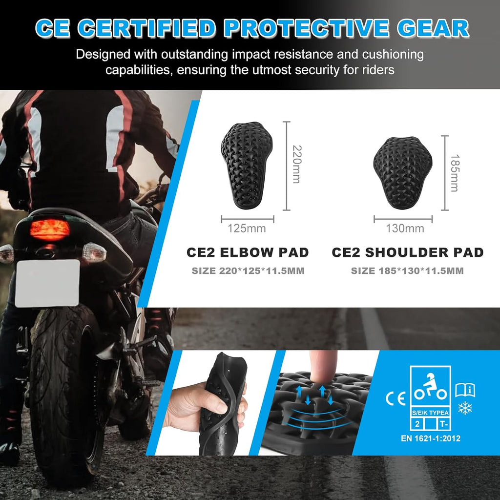 Universal Motorcycle Back Protector Insert, CE Level 2 Armor Insert Pads Set of 5pcs Level 1 Back Armor Protection