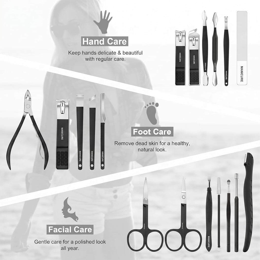 Manicure Kit Professional Nail Clipper Set-18 Pieces, Black