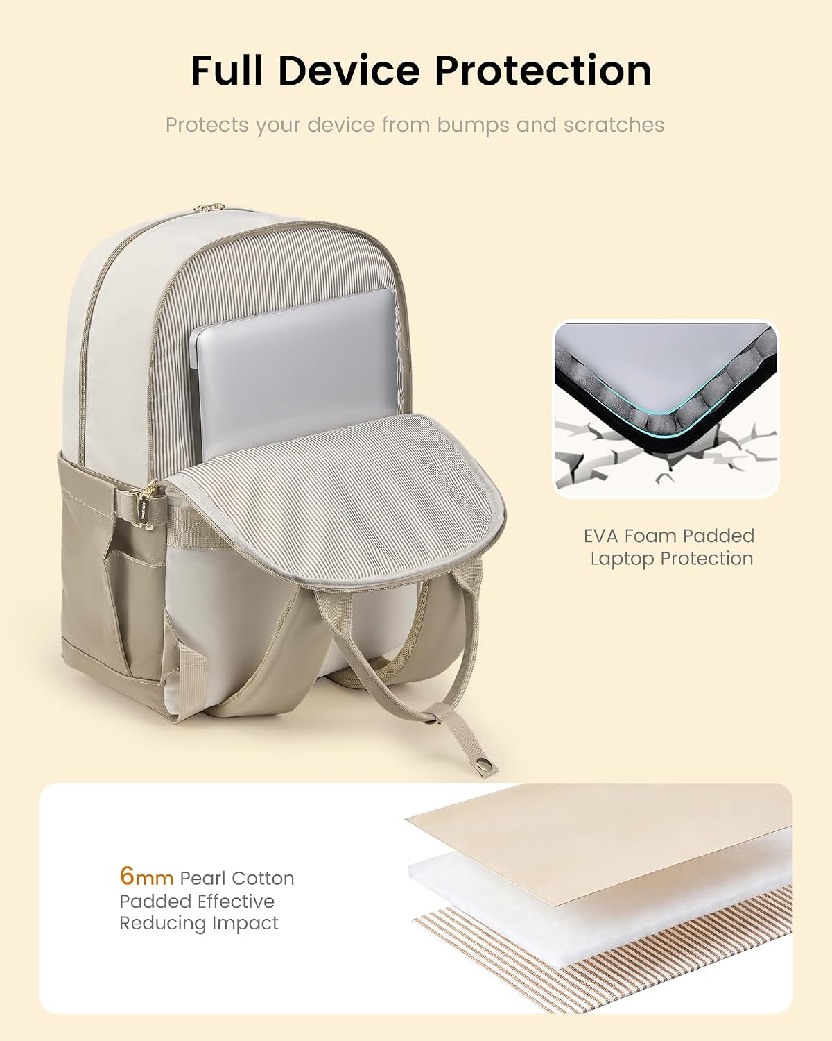 Laptop Backpack for Women with Giant Tumbler Holder Pocket, 15.6 inch Laptop Computer Bag Travel Backpack Purse