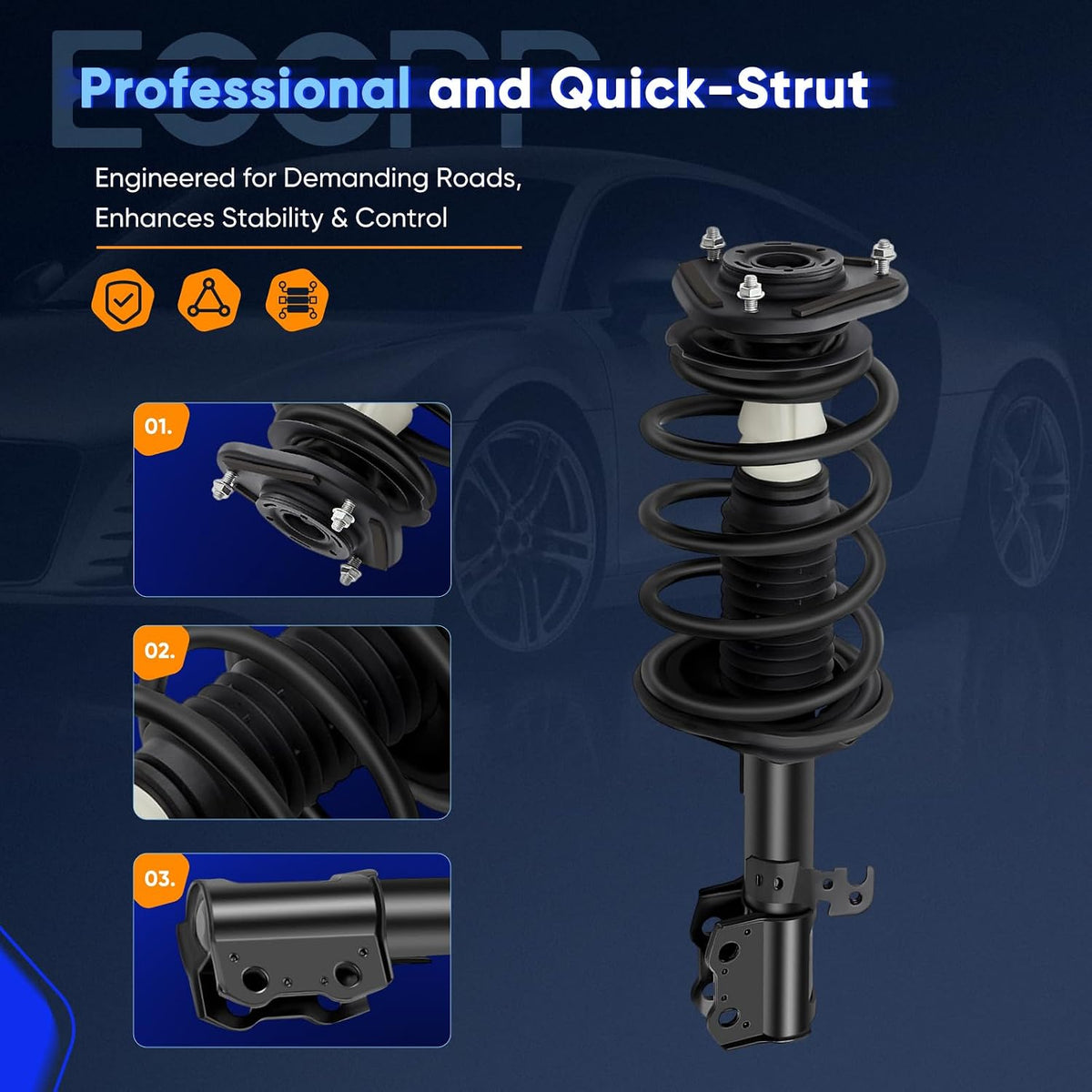 ECCPP Complete Strut Assembly Shock for Toyota Corolla 2003-2008