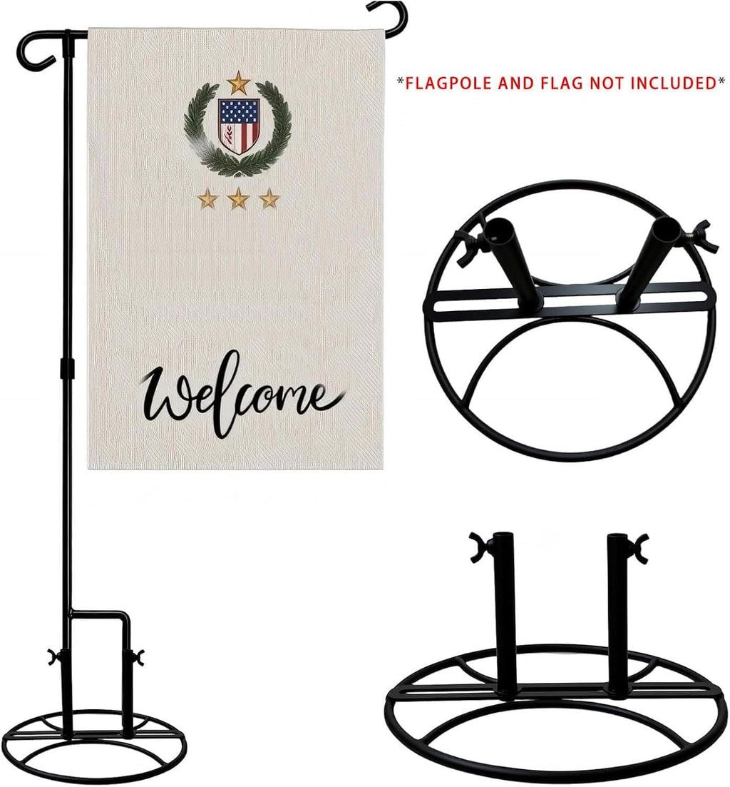 2026 Adjustable Width Garden Flag Stand Base - Metal Bracket Base (Adapter) | flag holder,Bold Design,Adjustable Size