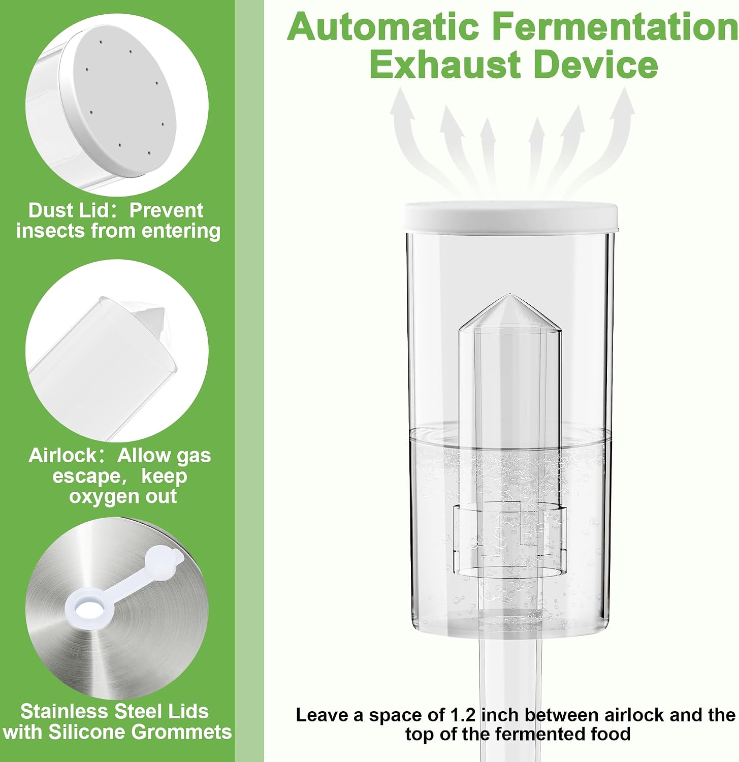 Fermentation Kit for Wide Mouth Mason fermentation Jar for Pickling & More | Sauerkraut Kit with 4 Glass Fermentation