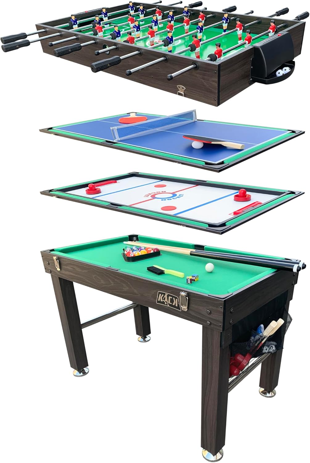 Quad 48" 4-in-1 Multi Game Table | Foosball, Billiards/Pool, Glide Hockey & Ping Pong