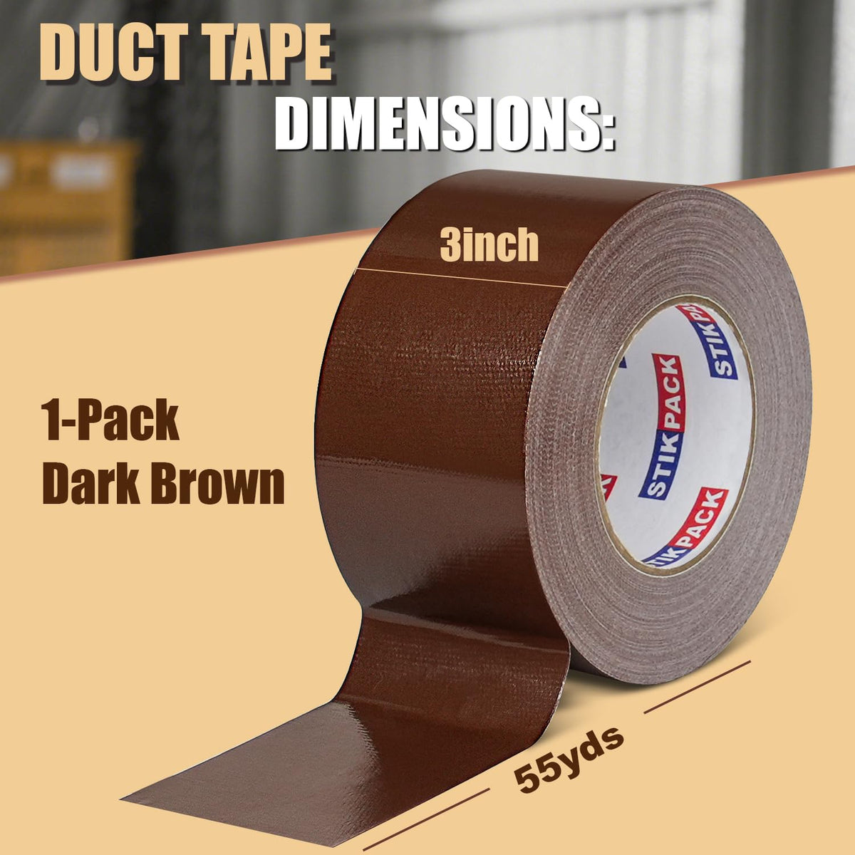 3'' Wide Brown Duct Tape Heavy Duty 3 Inches x 55 Yard, 1 Roll