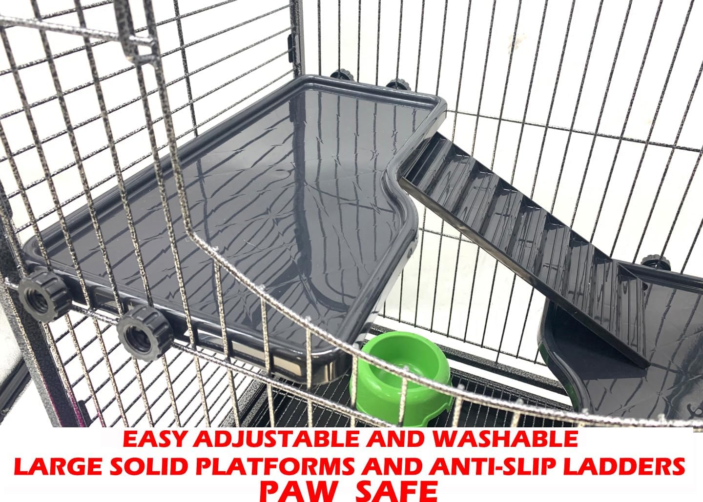 Large 37-inch 4-Levels Metal Ferret Guinea Pig Cage 2 Large Front Doors Small Animal Hutch for Squirrel Rabbit