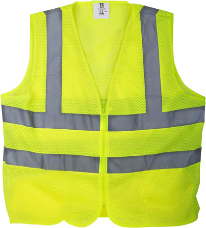 Yellow Mesh High Visibility Reflected Class 2 Safety Vest, No Pockets