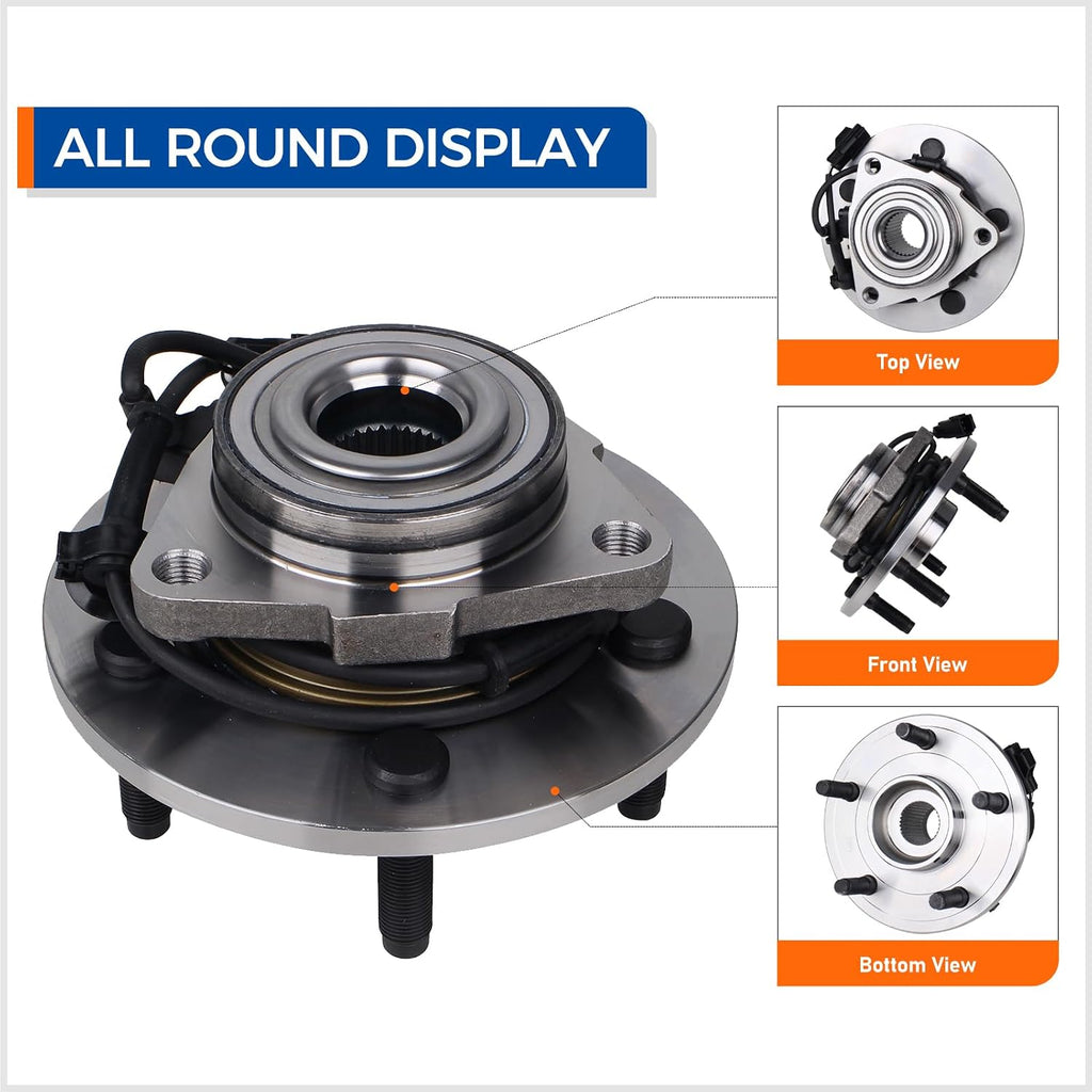 PAROD Pair 515073 Front Wheel Bearing & Hub Assembly Compatible with 2004-2005 Dodge Ram 1500 5Lugs w/ABS