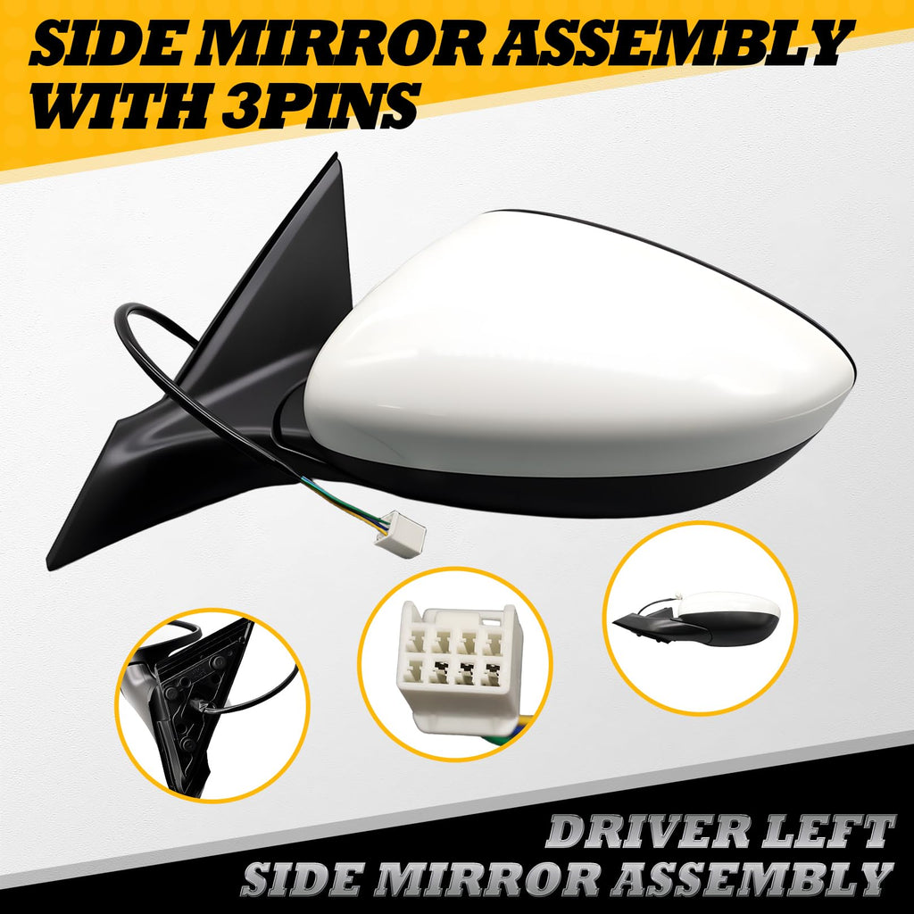 Jecoupoon Left Side Mirror Assembly Compatible with 2018-2022 Accord 3Pins