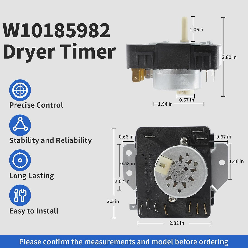 WED4815EW1 WGD4800XQ0 WED4950HW0 WED4800XQ0 W10185982 Dryer Timer