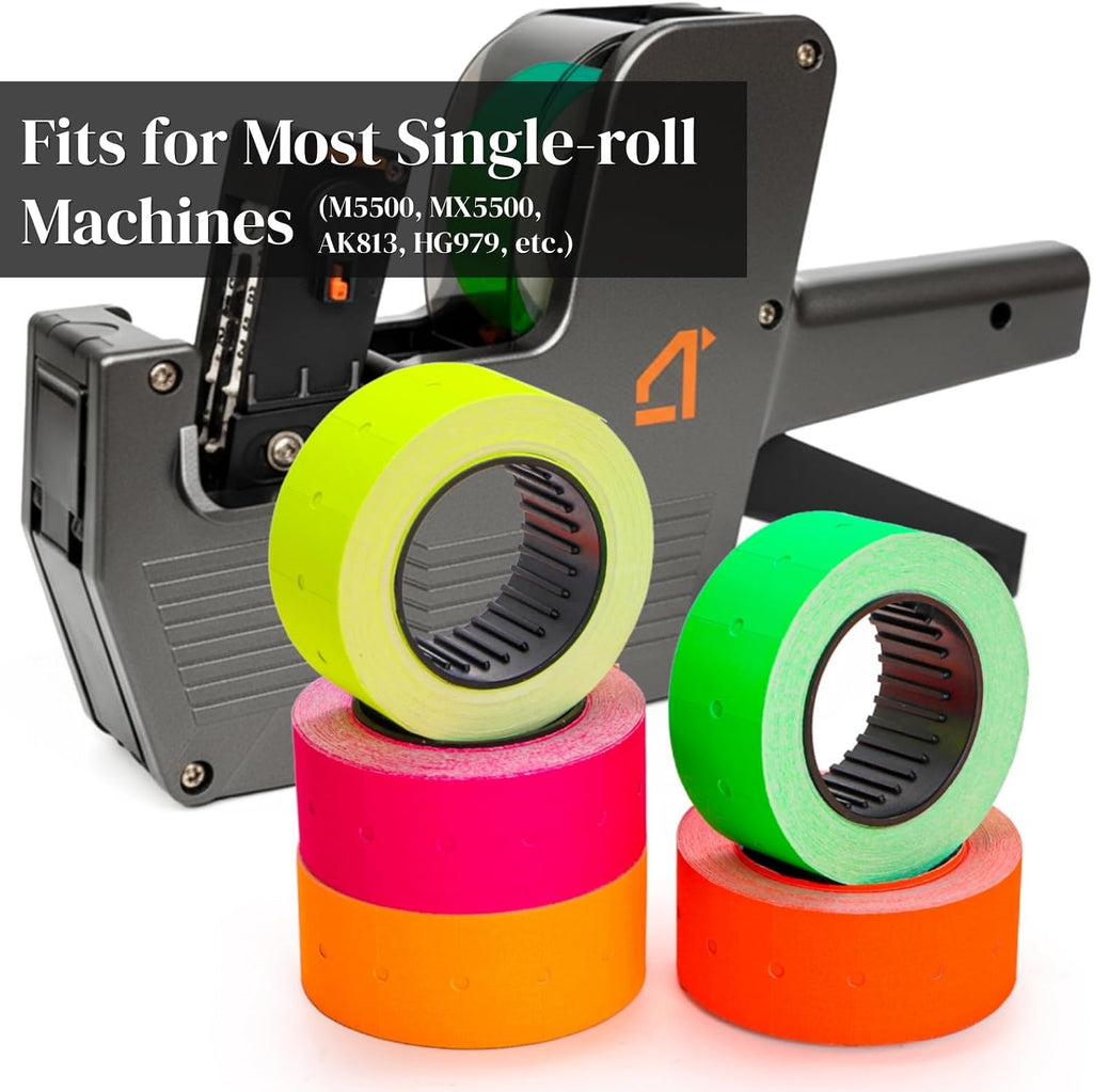 50 Rolls 25000 Price Gun Labels, Super Sticky Pricing Stickers, Colorful Expiration Date Marking Label for Most