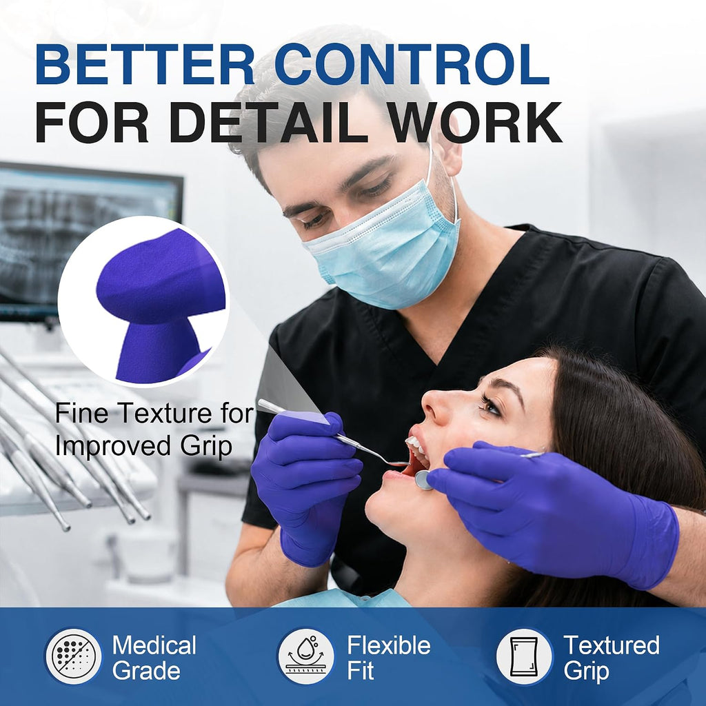 Medical Nitrile Exam Gloves, Powder & Latex Free, Darkblue | Disposable for Medical Exams, Cooking, Food Prep