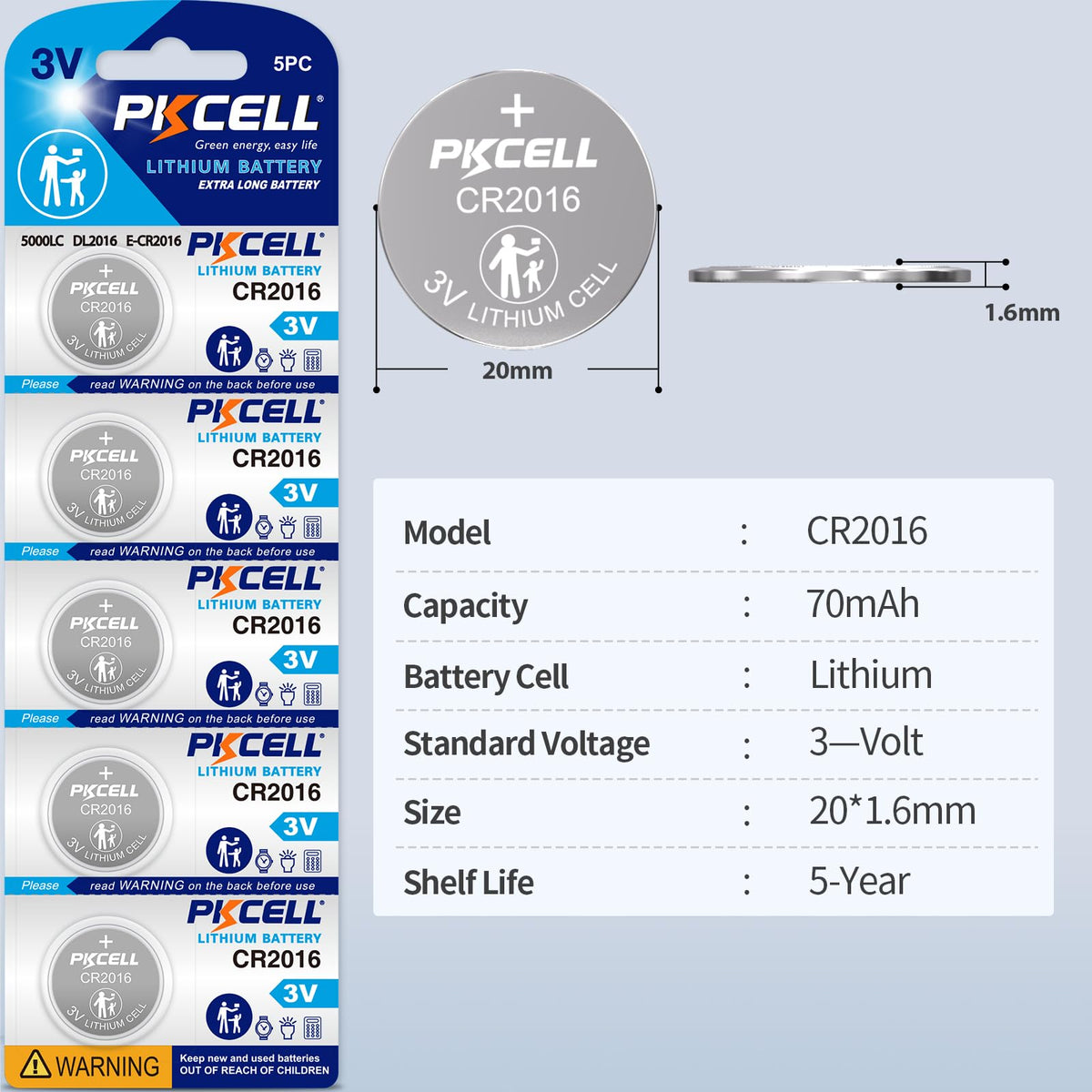 10 Pack CR2016 Battery CR2016 3V Lithium Battery