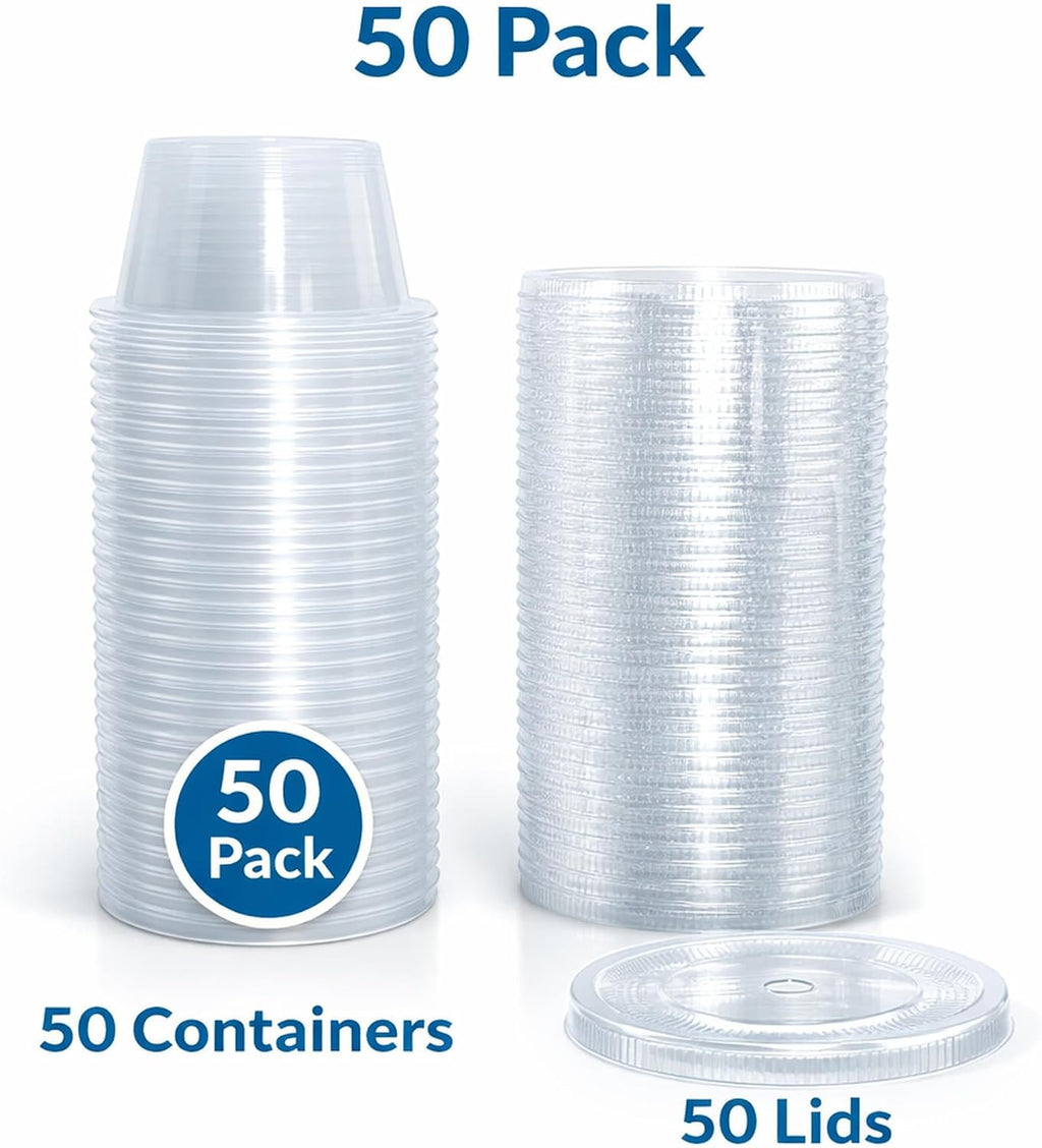4 oz Clear Plastic Souffle Cup with Lids, BPA Free Portion Cup, 50 Sets