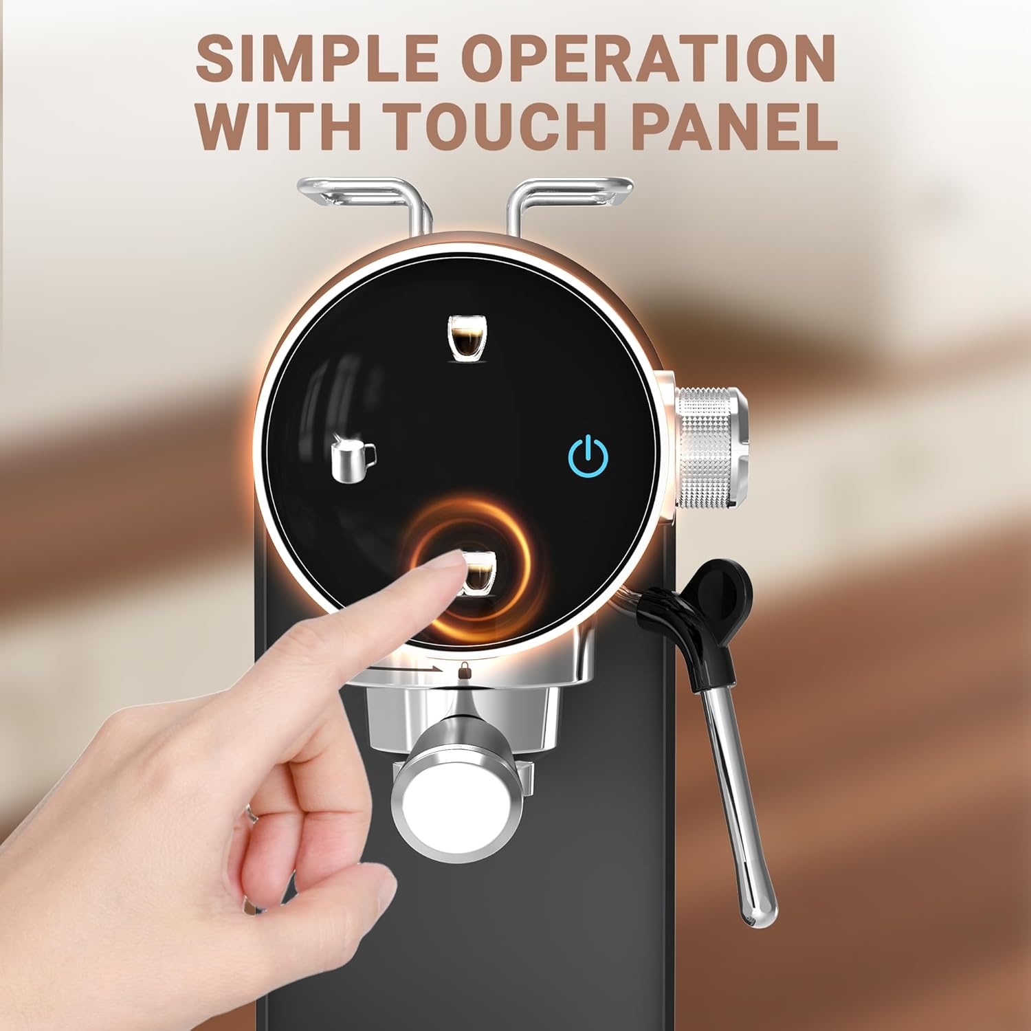 20 Bar Espresso Coffee Machine, Semi-Automatic Espresso Machine with Touch Panel, 1350W Espresso Maker with Steam