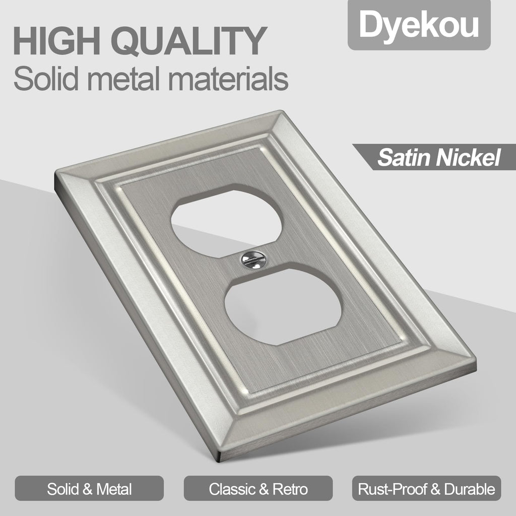 Metal Wall Plate for Electrical Outlets, Outlet Covers Wall Plate, 6 Pack