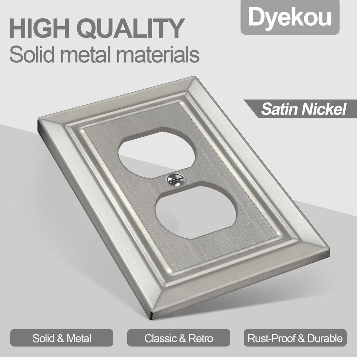 Metal Wall Plate for Electrical Outlets, Outlet Covers Wall Plate, 6 Pack