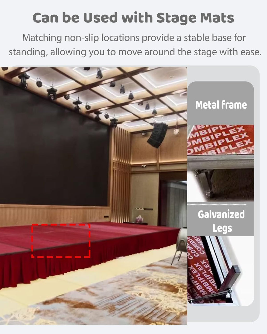 Events Foldable Stage Platform with Adjustable Legs, Wedding Portable Stage Riser Stand 4 5 6 Ft, Dancers Band