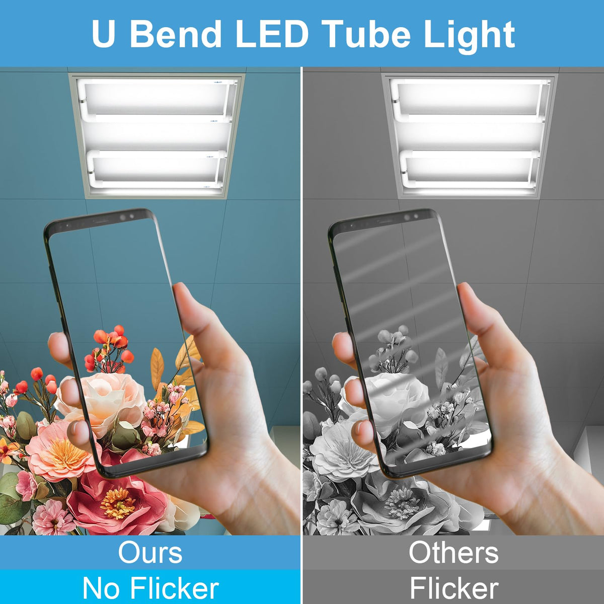 T8 U Bend Shape LED Tube Light 20W ETL Listed 2x2FT 6000k 10 Pack