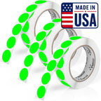 Neon Green Perforated Round Circle Dot Sticker 1-Inch Labels — 3 Rolls, 3,000 Stickers - in Stock, Approved &
