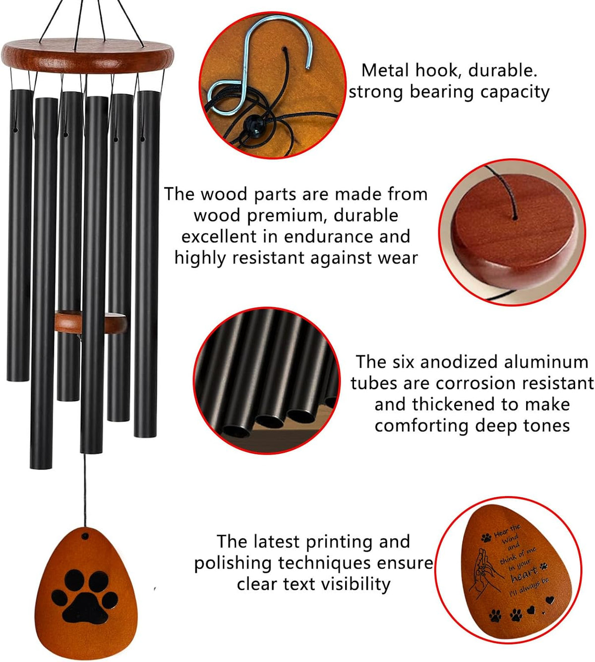 Dog Memorial Wind Chimes Loss of Pet,Pet Memorial Gifts for Dog Cat