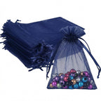 100 PCS 5"x7" Organza Bags Navy Blue Gift Bags with Drawstring