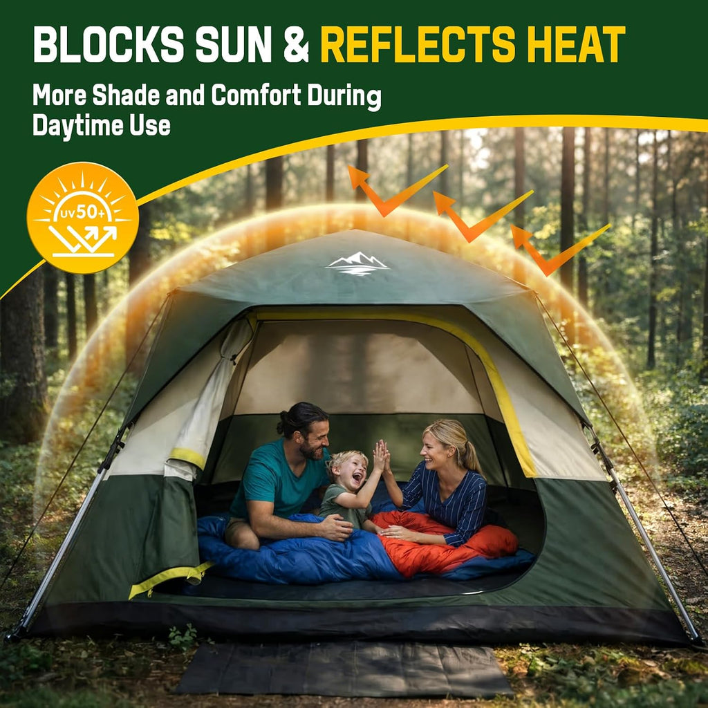 4 Person Instant Tents for Camping Setup in 50s, Cabin Tent with Rainfly | Waterproof Windproof Camping Tent, Double