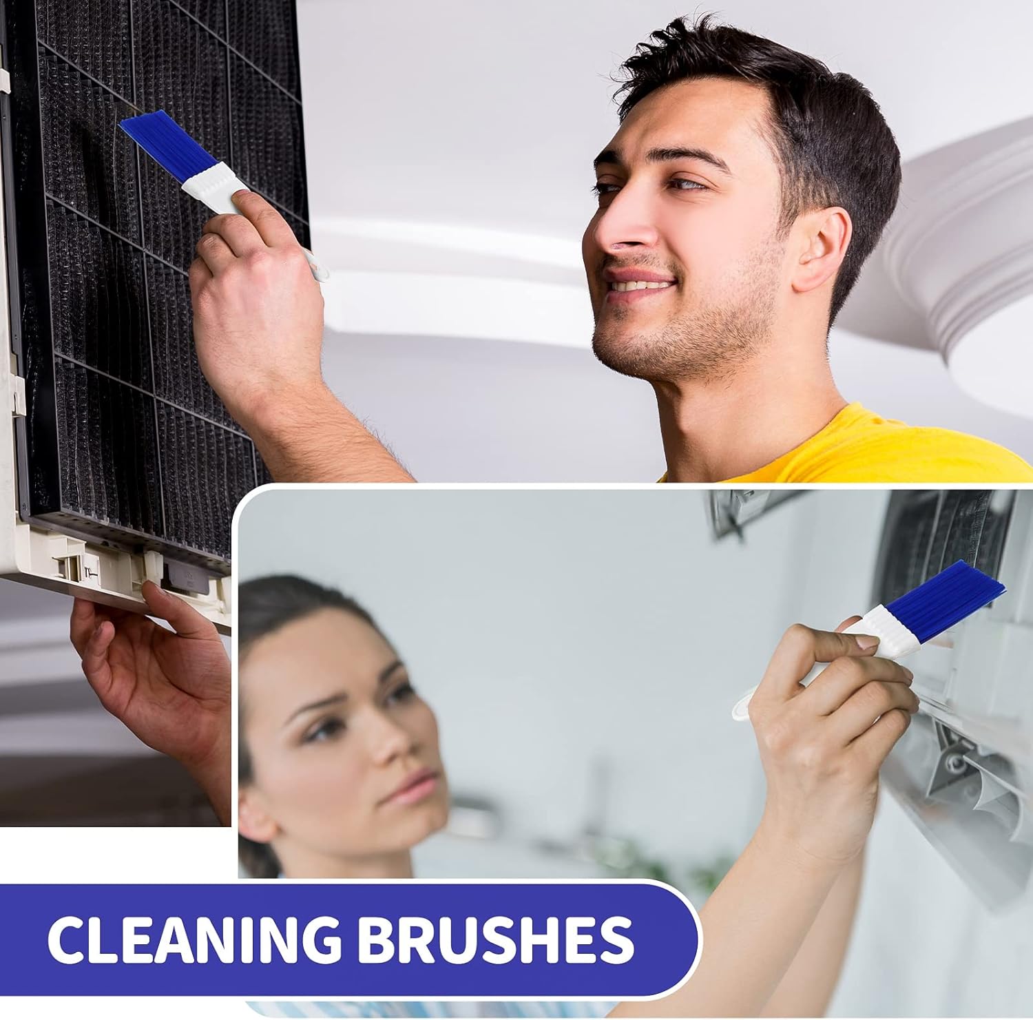 4 Packs Air Conditioner Condenser Cleaning Brush Refrigerator Coil Brush HVAC Coil Cleaner Brush Small Plastic Whisk
