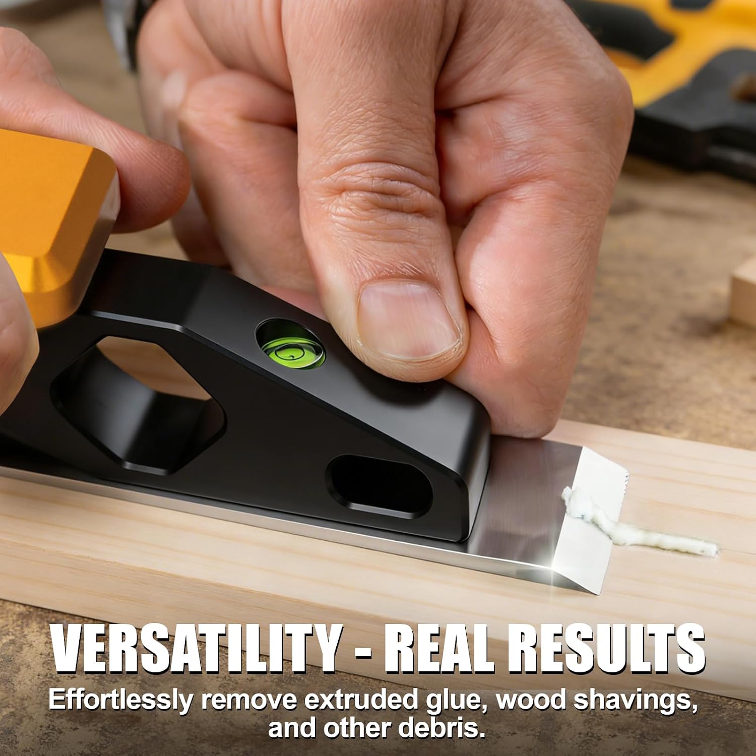 Block Plane with Built-in Level – Durable Hand Planer & Wood Plane – Precision Chisel Plane with Hardened Flat Blade