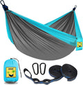 Camping Hammock Double & Single Portable Hammocks with 2 Tree Straps and Attached Carry Bag,Great for