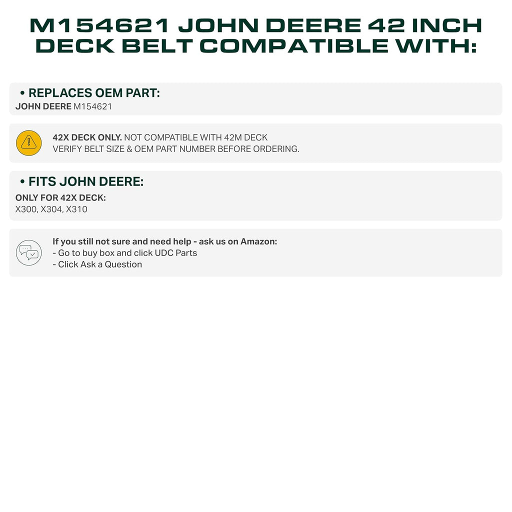UDC Parts M154621 John Deere 42 Inch Deck Belt Replacement 0.559" x 146.24"
