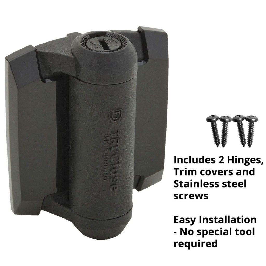 D&D TCA1S3BTS TruClose Regular Gate Hinge Square Metal Gates, Black, 2 pcs.