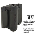 D&D TCA1S3BTS TruClose Regular Gate Hinge Square Metal Gates, Black, 2 pcs.