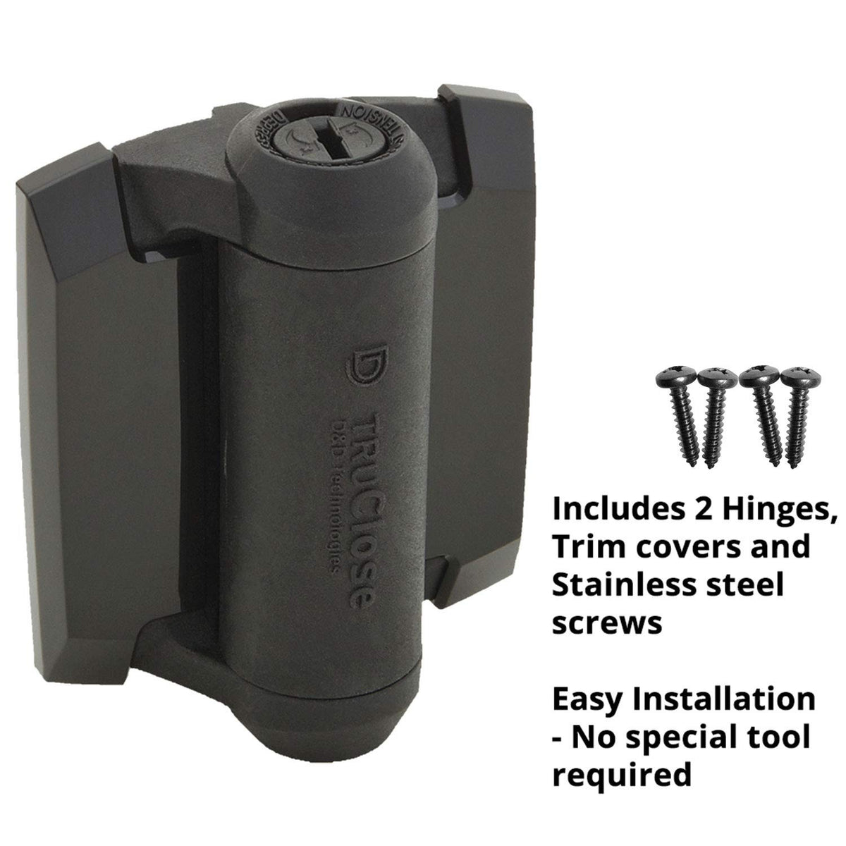 D&D TCA1S3BTS TruClose Regular Gate Hinge Square Metal Gates, Black, 2 pcs.