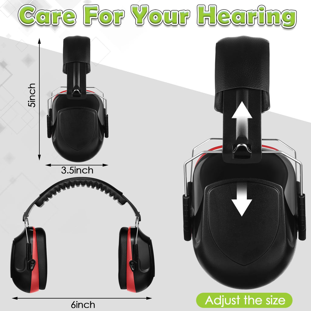 9 Pcs Ear Protection Earmuffs NRR 28dB,Red