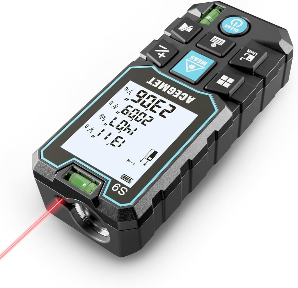 Laser Measure, 229ft/70m Laser Measurement Tool, S9 Room Laser Measuring Tool with 2 Bubble Levels, LCD Backlit