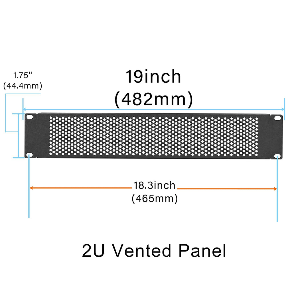 2U Vented Panel, 19'' Rack Mount Blank Rack Venting Panel 2 Pack
