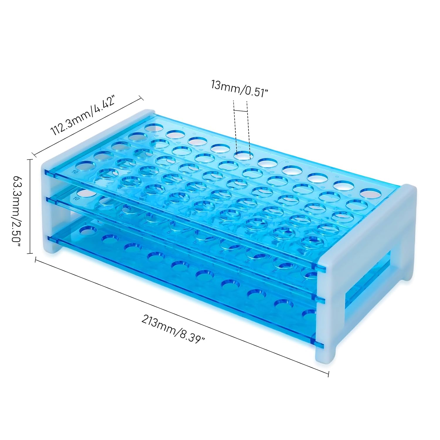 5mL Round Bottom Centrifuge Tubes with Rack, 100pcs | Plastic, Leak Proof, Clear, Graduated Marks and Writing Area