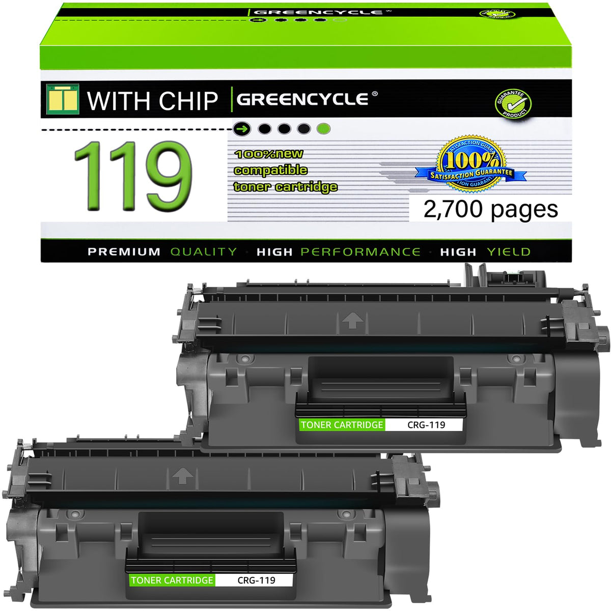 119 Black Toner Cartridge Compatible for Canon imageCLASS MF414dw, 2 Pack