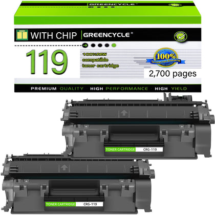 119 Black Toner Cartridge Compatible for Canon imageCLASS MF414dw, 2 Pack