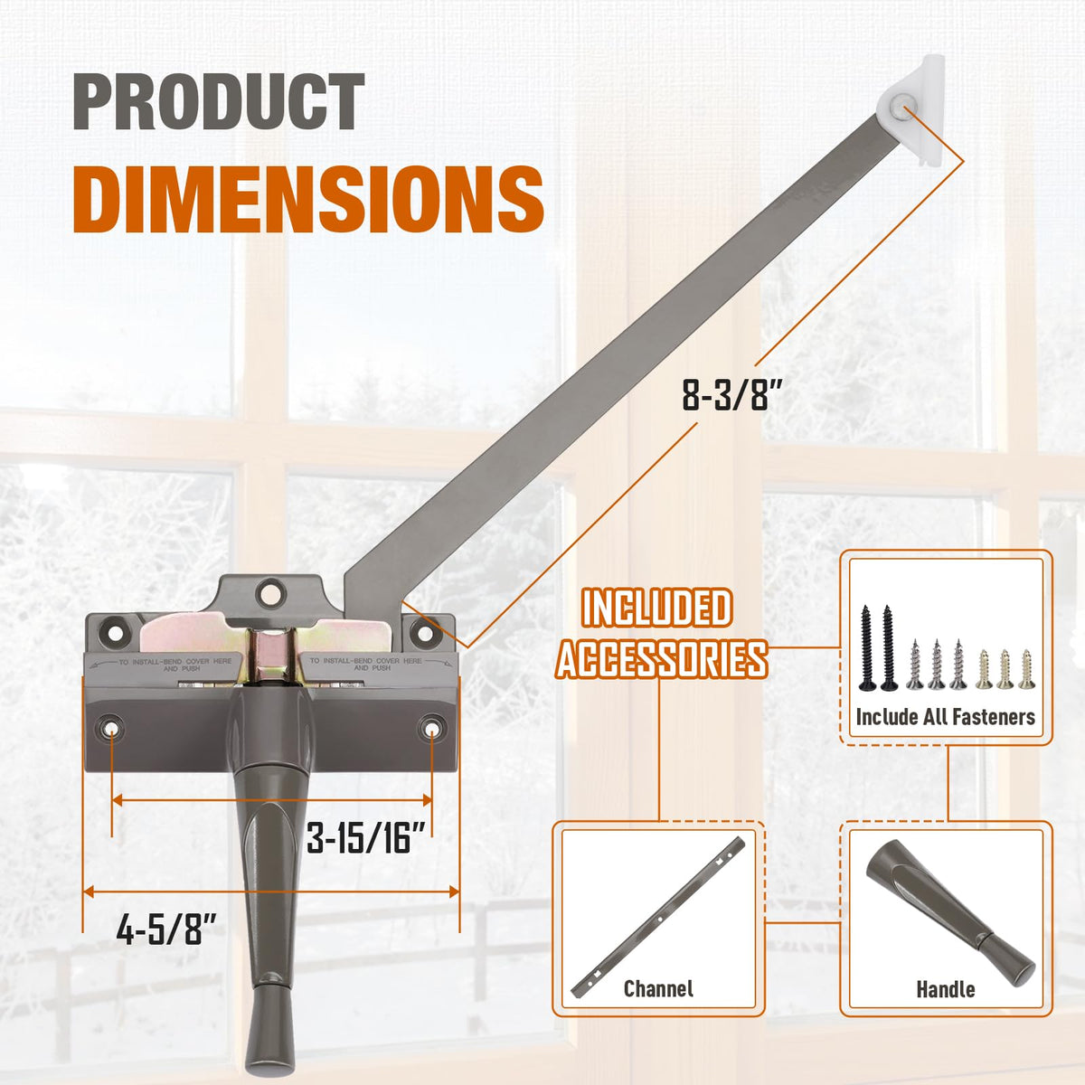 Straight Arm Operator with Handle for Left Window, 9-3/8 in