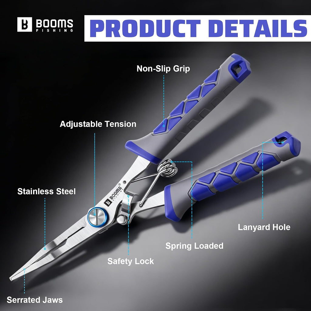 Pliers Stainless Steel: 6.5" Split Ring Pliers - Braided Line Cutter & Scissors with Lanyard - Fish Hook Remover Tool