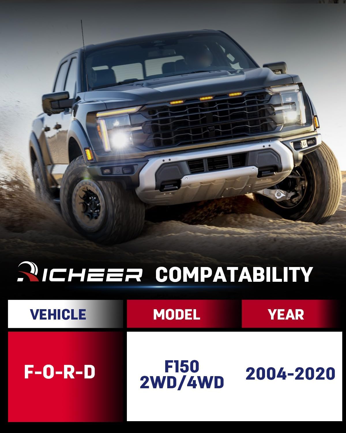 Richeer 3" Front and 2" Rear Leveling Lift Kit for 2004-2020 F150 2WD 4WD