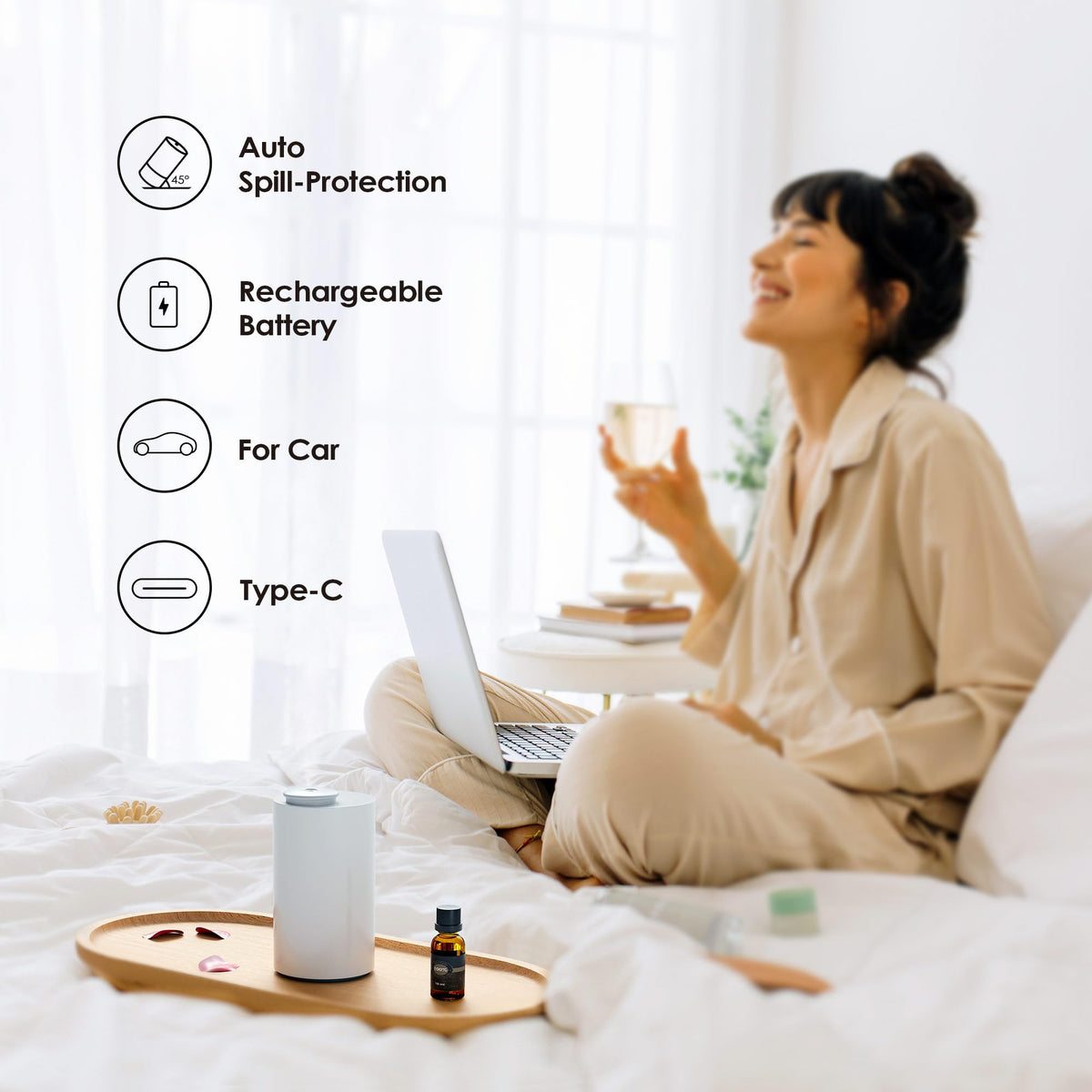 AN6 Waterless Diffuser for Essential Oil for Home, Room, White
