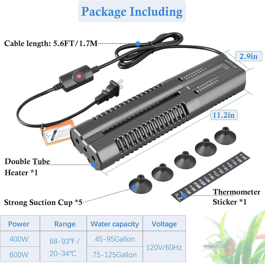 400W Submersible Aquarium Heater with Controller for 45-95Gal