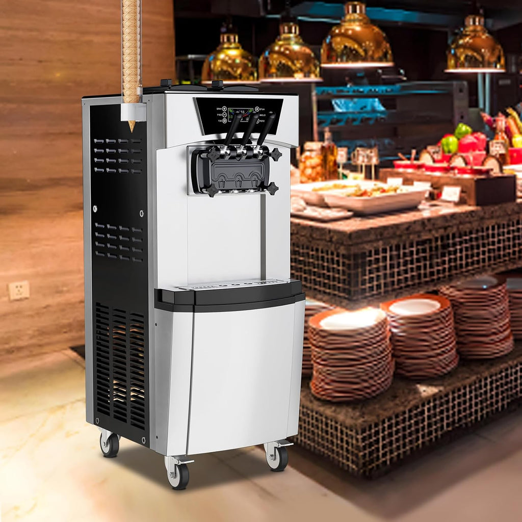 Ice Cream Machine, 2200W Commercial Ice Cream Maker with Auto Clean Function, Freestanding Frozen Yogurt Machine for