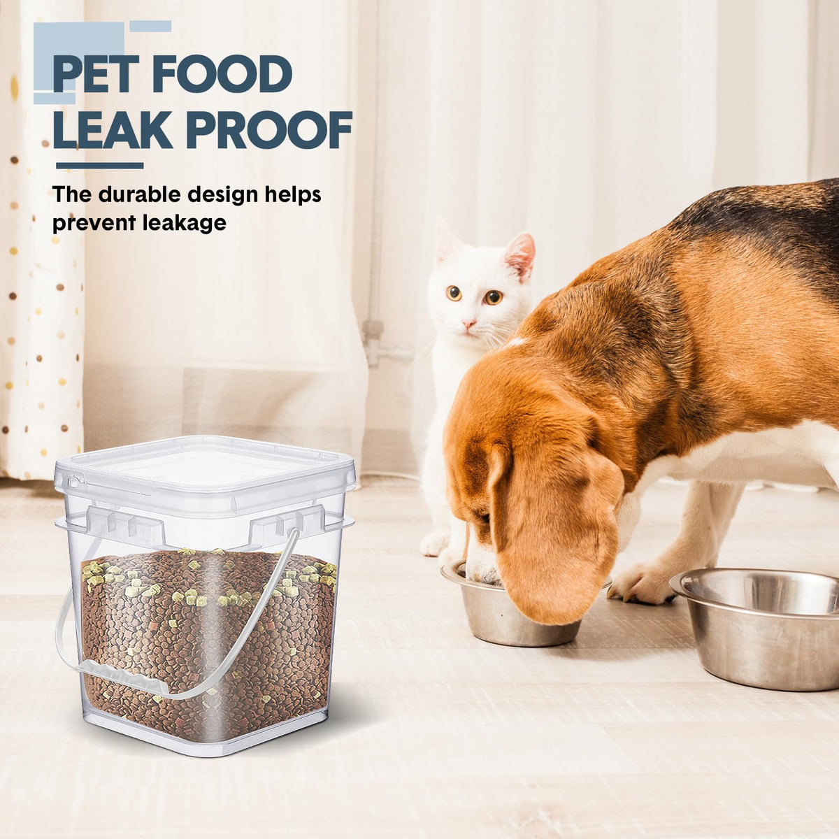 6 Pcs Clear Square Buckets with Lid Handle Food Grade, 1.5 Gallon