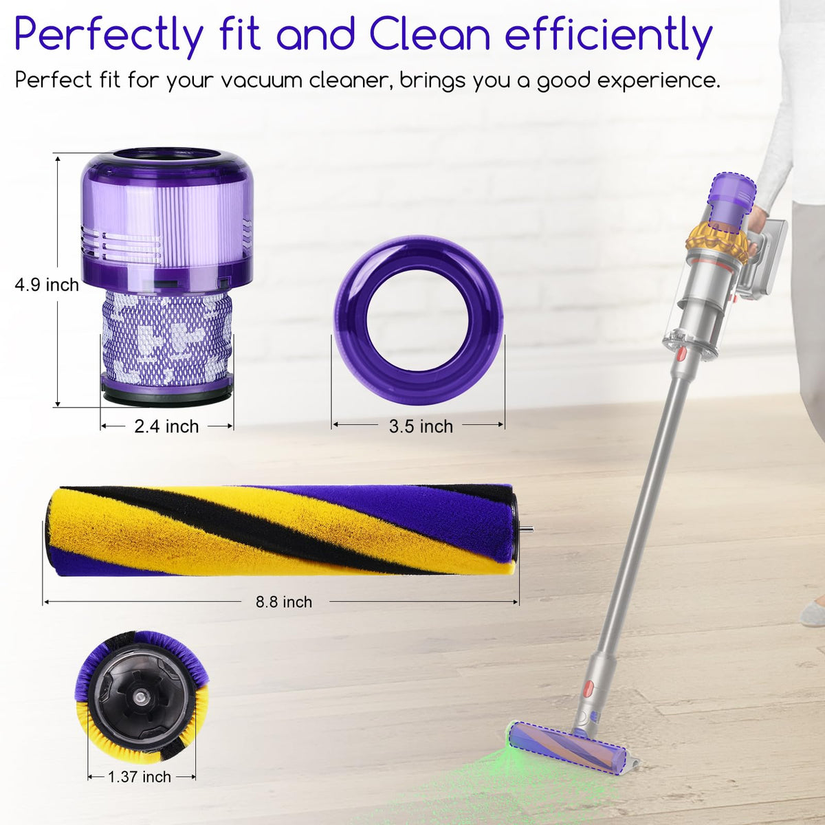 Soft Roller Brush Compatible with Dyson V15 Detect Handheld Vacuum Cleaner