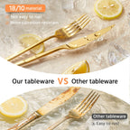 18/10 Silverware Set for 8, 40 Piece Gold Stainless Steel Flatware Cutlery