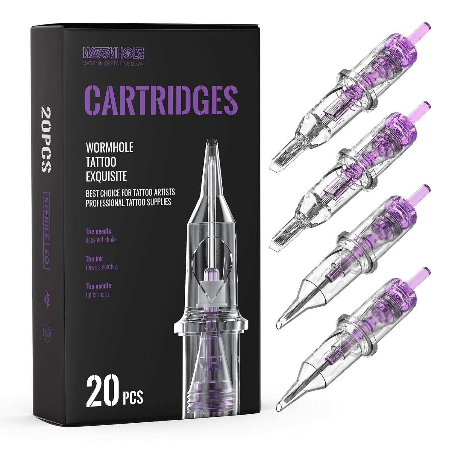 Cartridge Needles, 20pcs Mixed Sizes 3RL 5RL 5RM 7RM